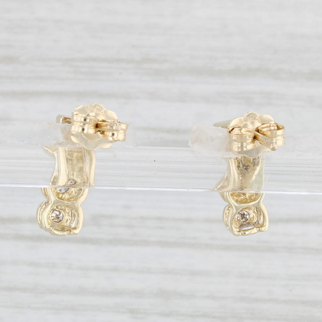 Light Gray Diamond 3-Stone Journey Earrings 10k Yellow Gold Pierced Drops