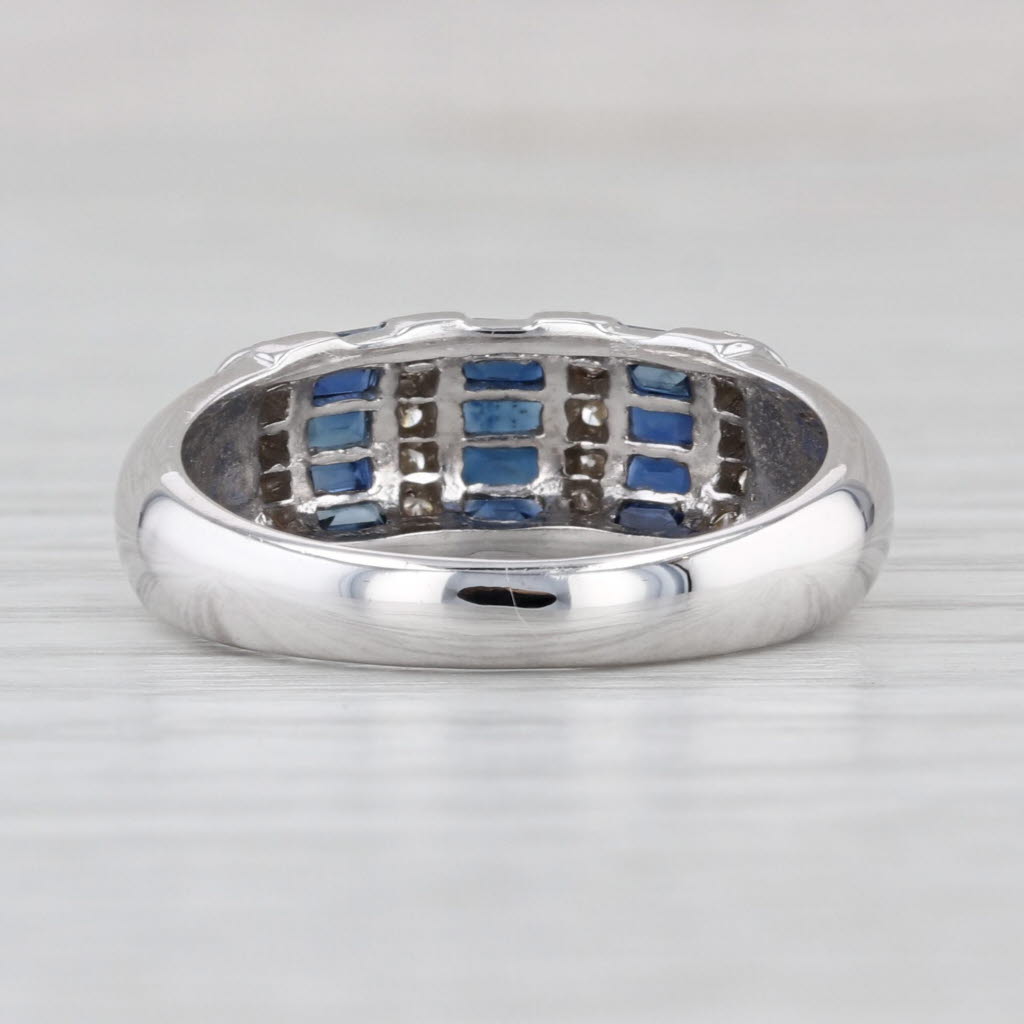 0.99ctw Sapphires Diamonds Ring 14k White Gold Size 7 Stackable Wedding