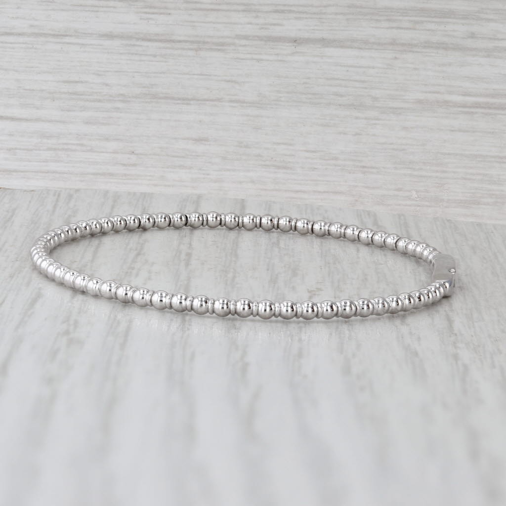 New Bead Flexible Bangle Bracelet 14k White Gold 6.5" 2.2mm