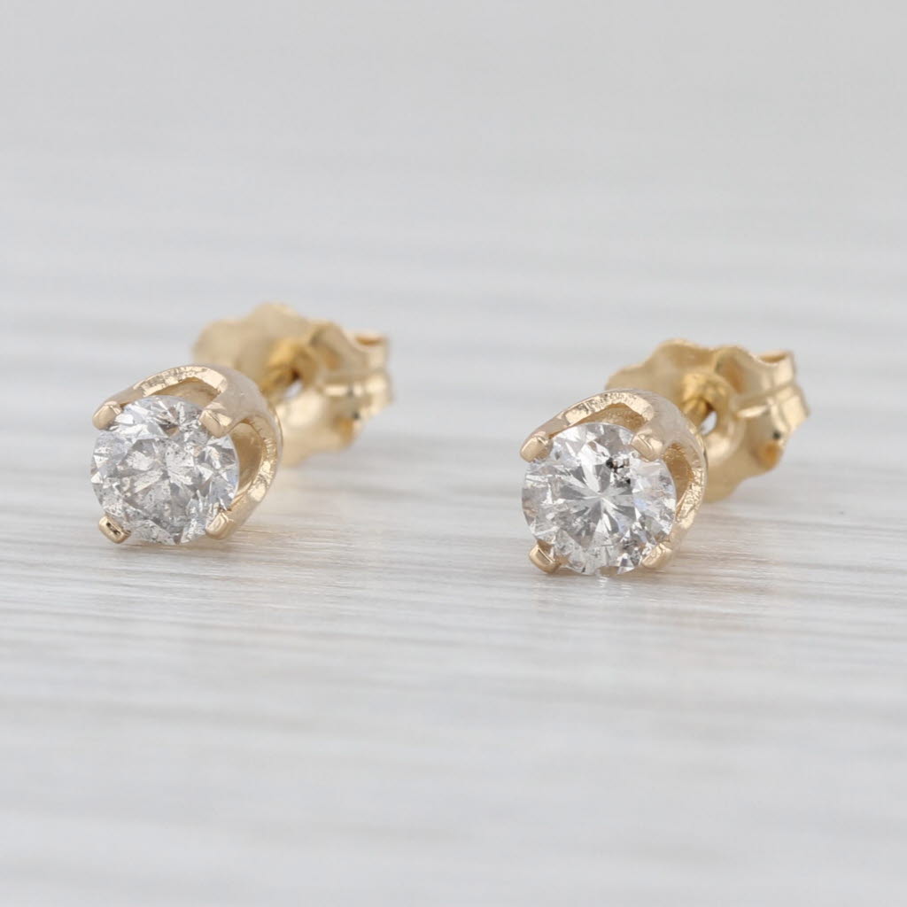 0.39ctw Diamond Stud Earrings 14k Yellow Gold Round Solitaire Studs