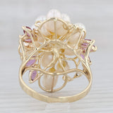 Gray 1.06ctw Pink Sapphire Diamond Cultured Pearl Cluster Ring 14k Gold Cocktail