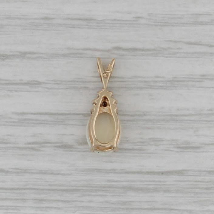 Opal Diamond Teardrop Pendant 14k Yellow Gold