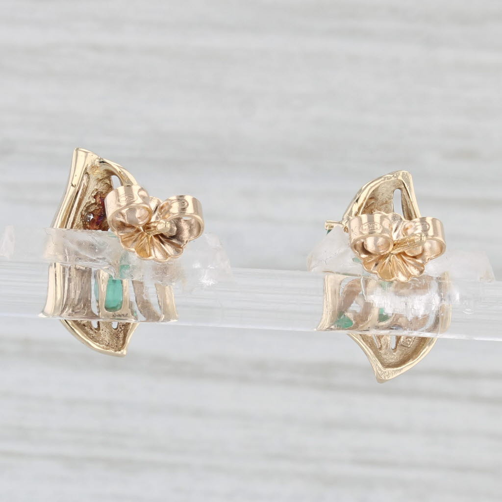 Light Gray 0.28ctw Emerald Diamond Stud Earrings 14k Yellow Gold