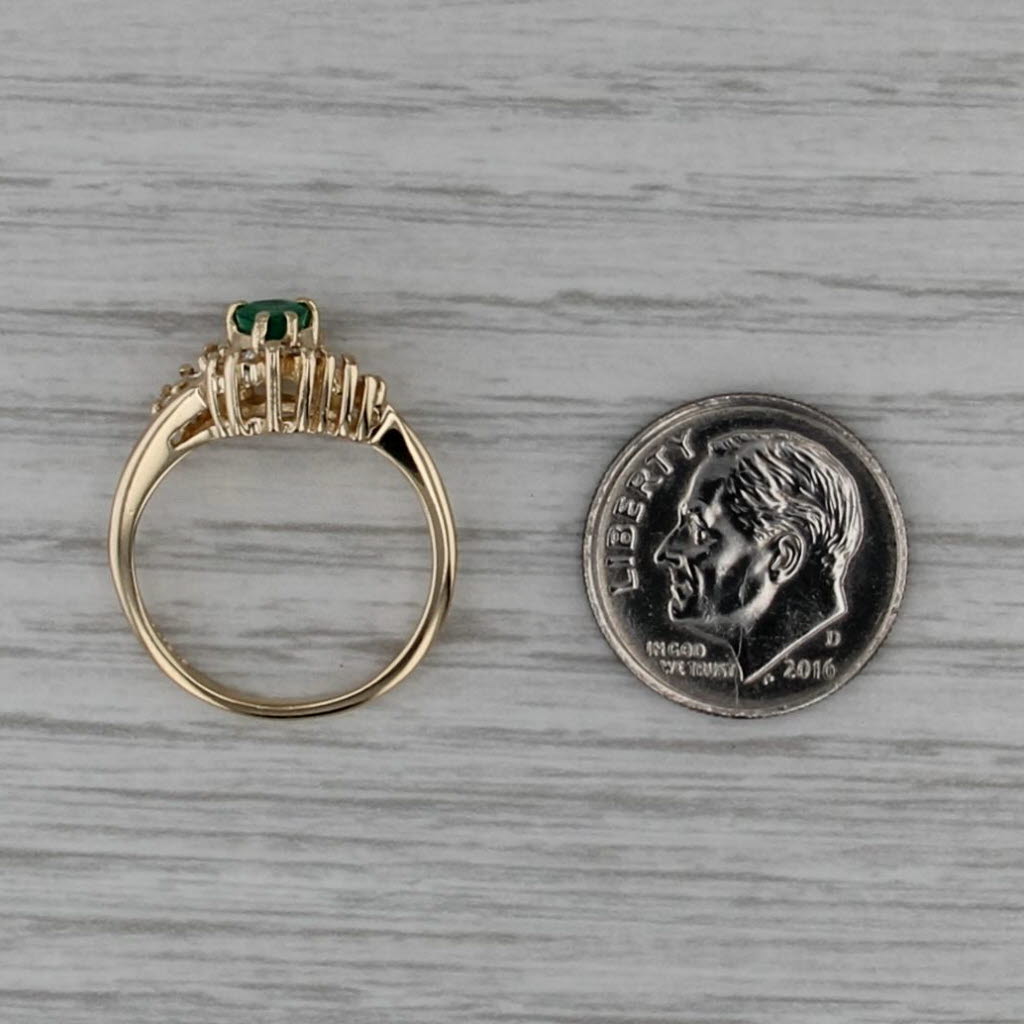 0.42ctw Pear Emerald Diamond Halo Ring 14k Yellow Gold Size 5.25 Engagement