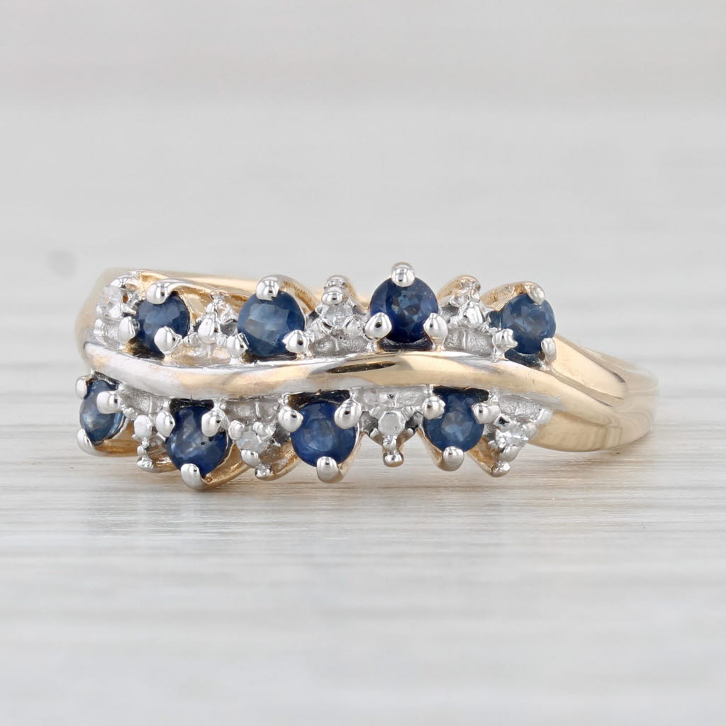 Light Gray 0.32ctw Blue Sapphire Diamond Accented Ring 10k Yellow Gold Size 7