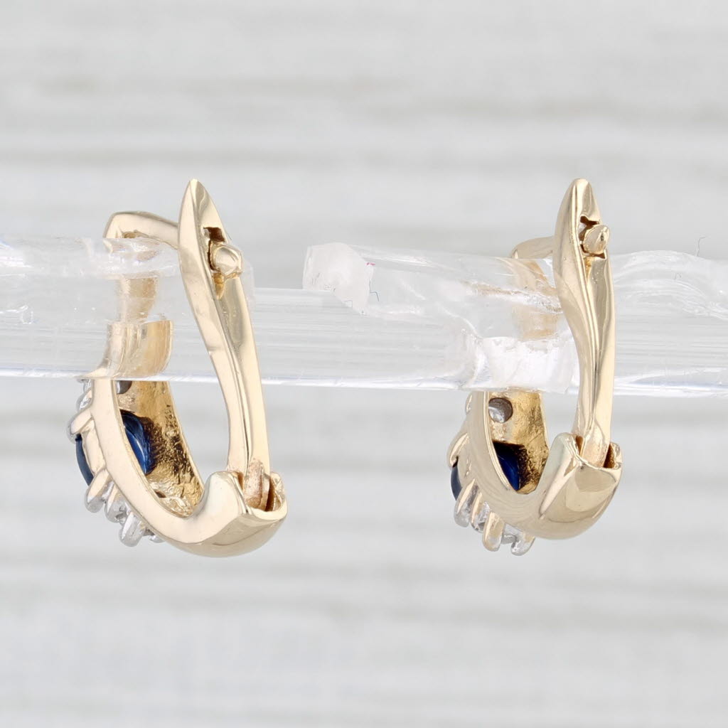 Light Gray 0.56ctw Sapphire Diamond Drop Earrings 10k Yellow Gold Lever Back Drops