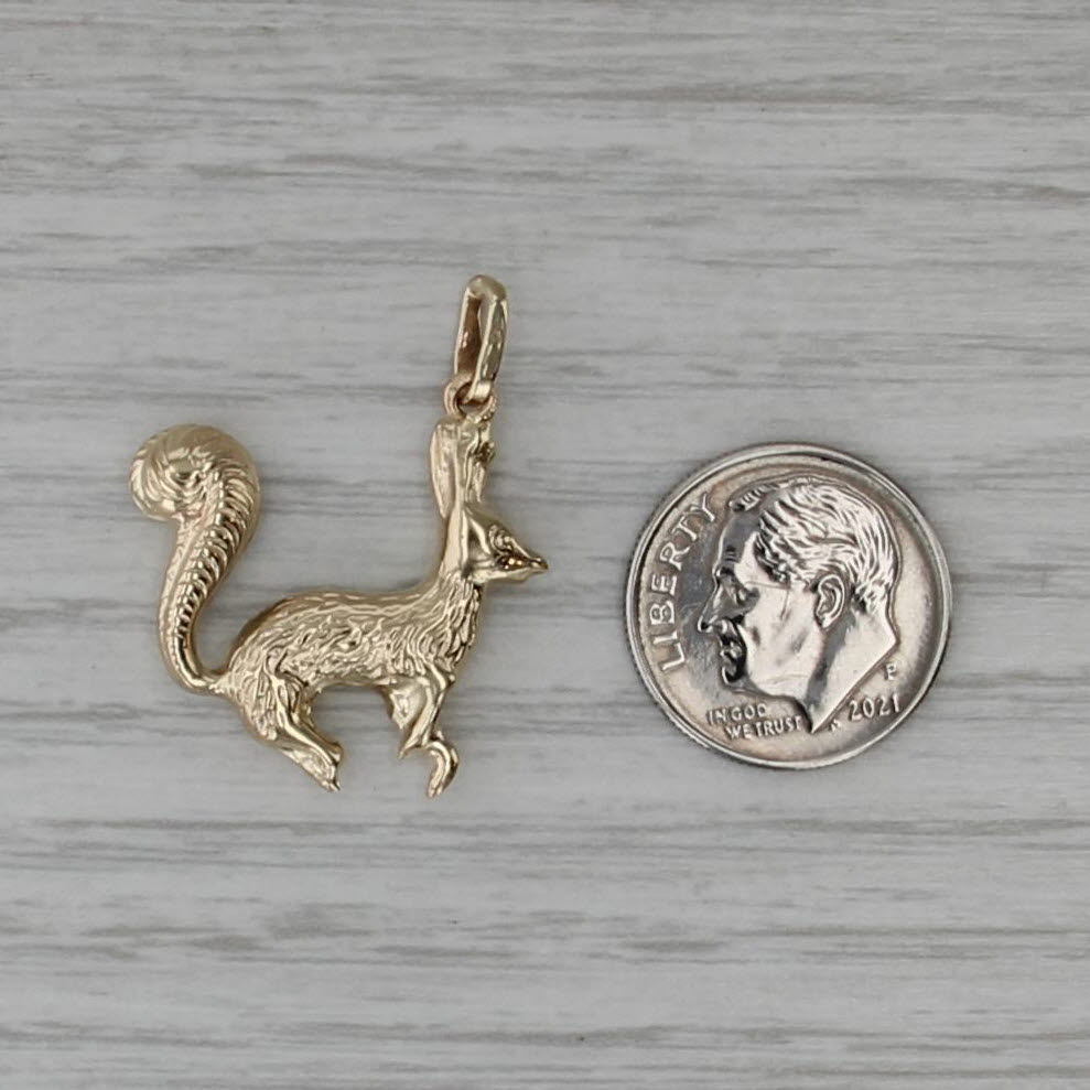 Hopping Rabbit Pendant 14k Yellow Gold 3D Charm Animal Jewelry