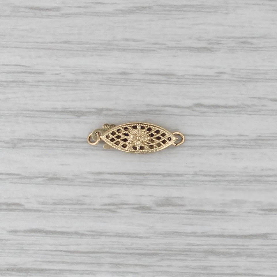 Floral Filigree Pearl Fish Hook Clasp 14k Yellow Gold Jewelry Findings Repair