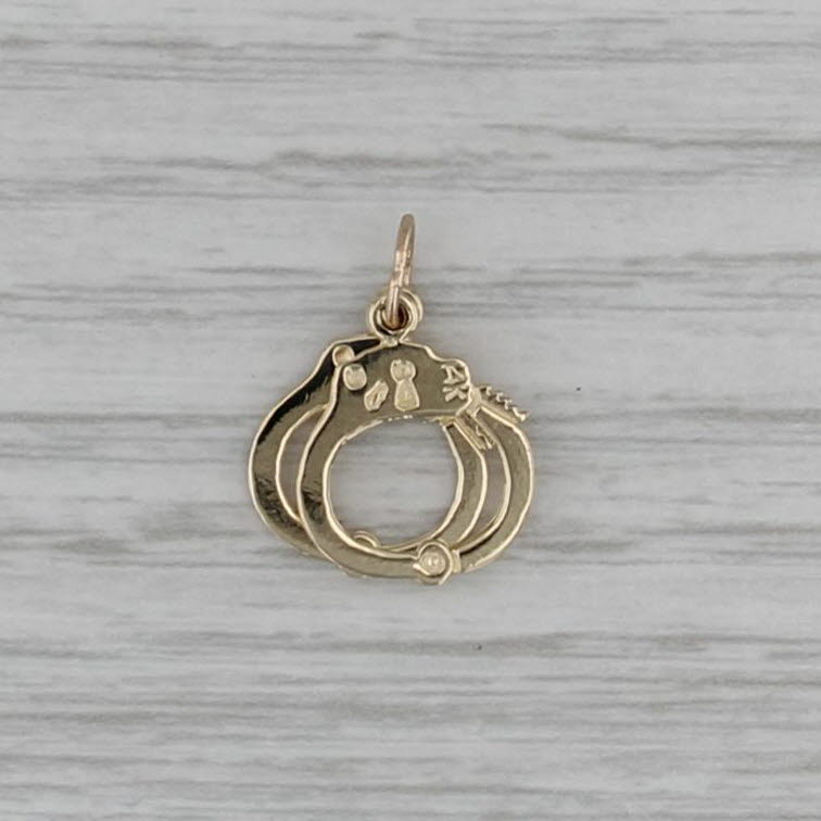 Handcuffs Charm 14k Yellow Gold Small Drop Pendant