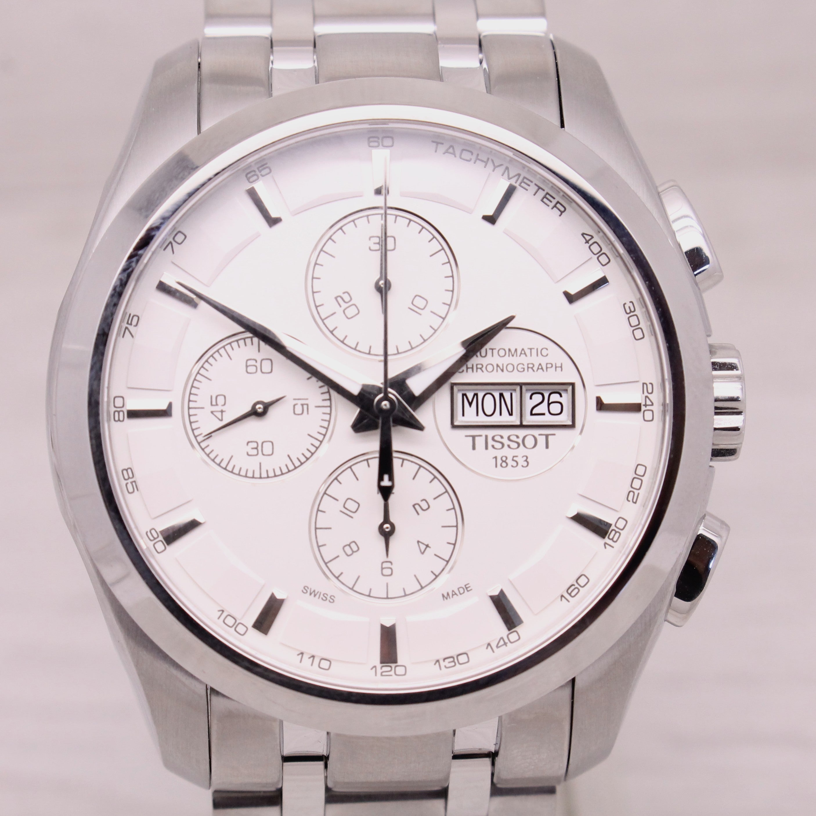 Thistle Tissot Couturier 1853 Automatic Chronograph 45mm Steel Mens Watch T035614