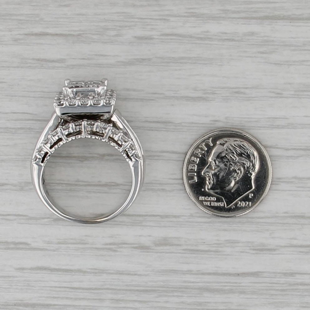2.82ctw Diamond Halo Engagement Ring 14k White Gold Size 6.5 Bridal