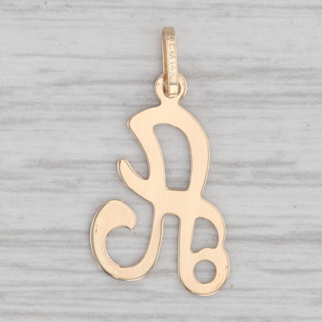 Light Gray Letter Initial A Pendant 14k Yellow Gold Charm