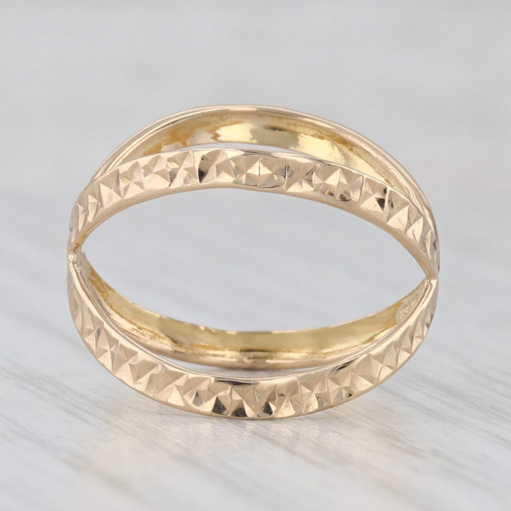 Light Gray Etched Pattern Orbit Ring 18k Yellow Gold Size 6.5 Statement