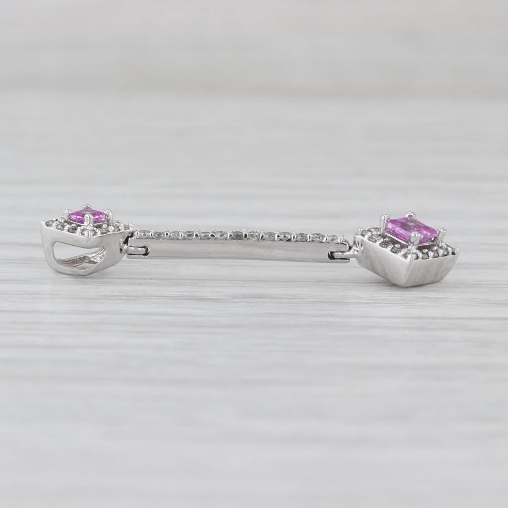 0.43ctw Pink Sapphire Diamond Drop Pendant 14k White Gold