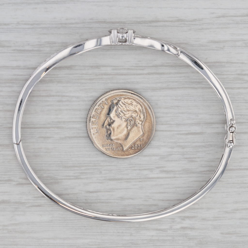 Gray 0.81ctw Diamond Bow Bangle Bracelet 18k White Gold 6"