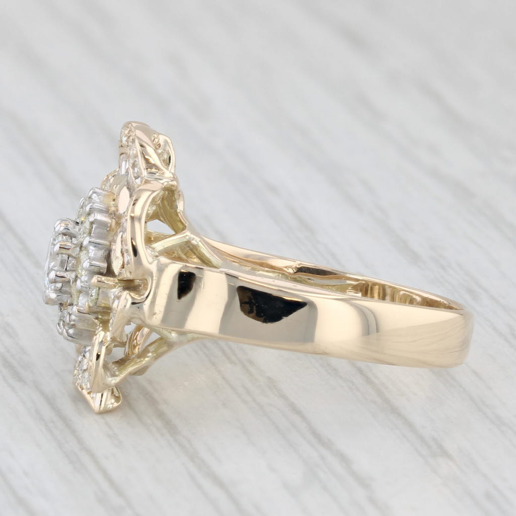 Light Gray 0.67ctw Diamond Cluster Flower Ring 14k Yellow Gold Size 7.75