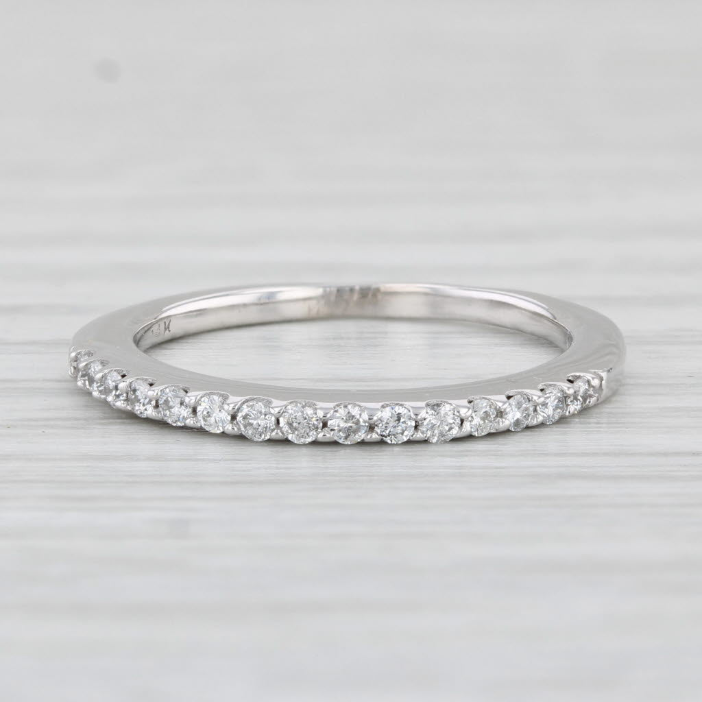 Light Gray 0.15ctw Diamond Wedding Band 14k White Gold Stackable Anniversary Ring Size 6