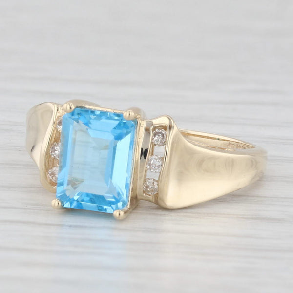 1.88ctw Blue Topaz Diamond Ring 10k Yellow Gold Size 8