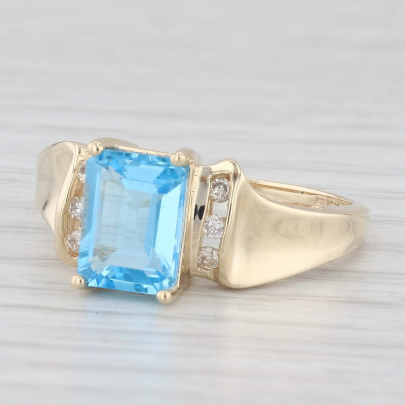 1.88ctw Blue Topaz Diamond Ring 10k Yellow Gold Size 8