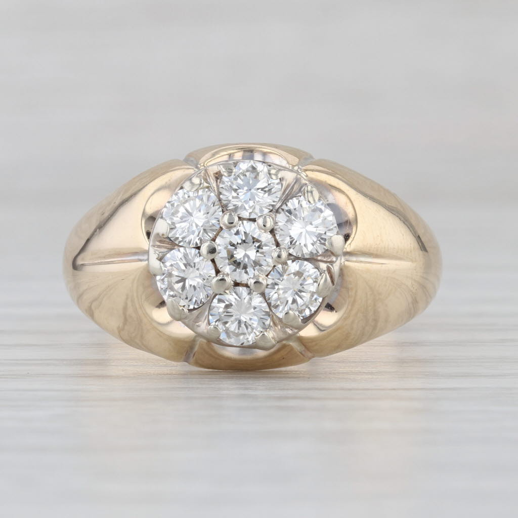 1.75ctw Diamond Cluster Ring Belcher Setting 14k Yellow Gold Sz 14.25 VS1-2 G-H