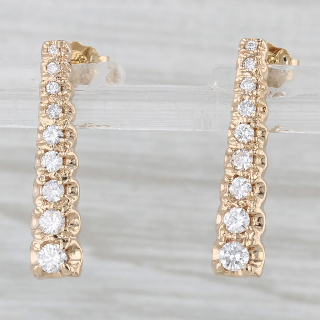 Light Gray 0.46ctw Graduated Diamond Journey Earrings 14k Yellow Gold Drops