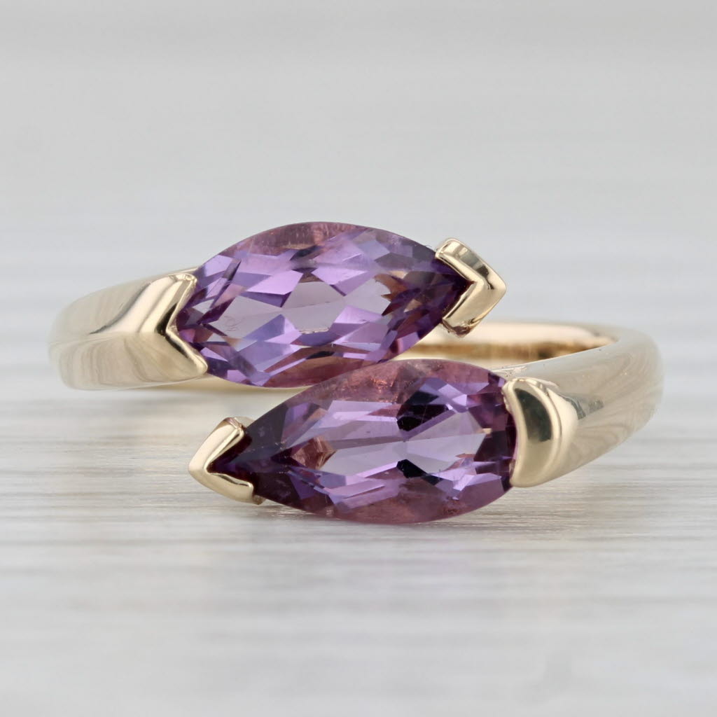 Gray 2.23ctw Amethyst Bypass Ring 14k Yellow Gold Size 7 Adjustable