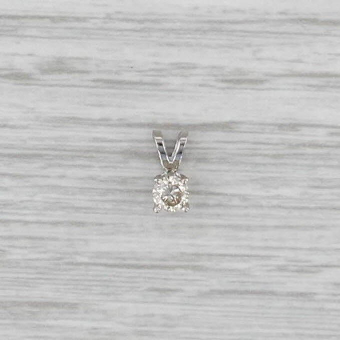 New 0.29ct Champagne Diamond Solitaire Pendant 14k White Gold Small Round Drop