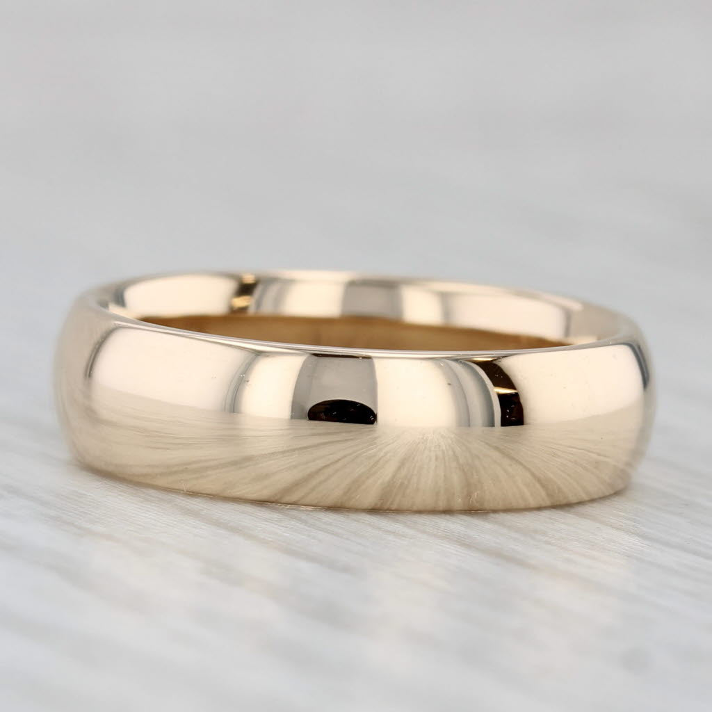 Gray Classic Men's Wedding Band 14k Yellow Gold Ring Size 9