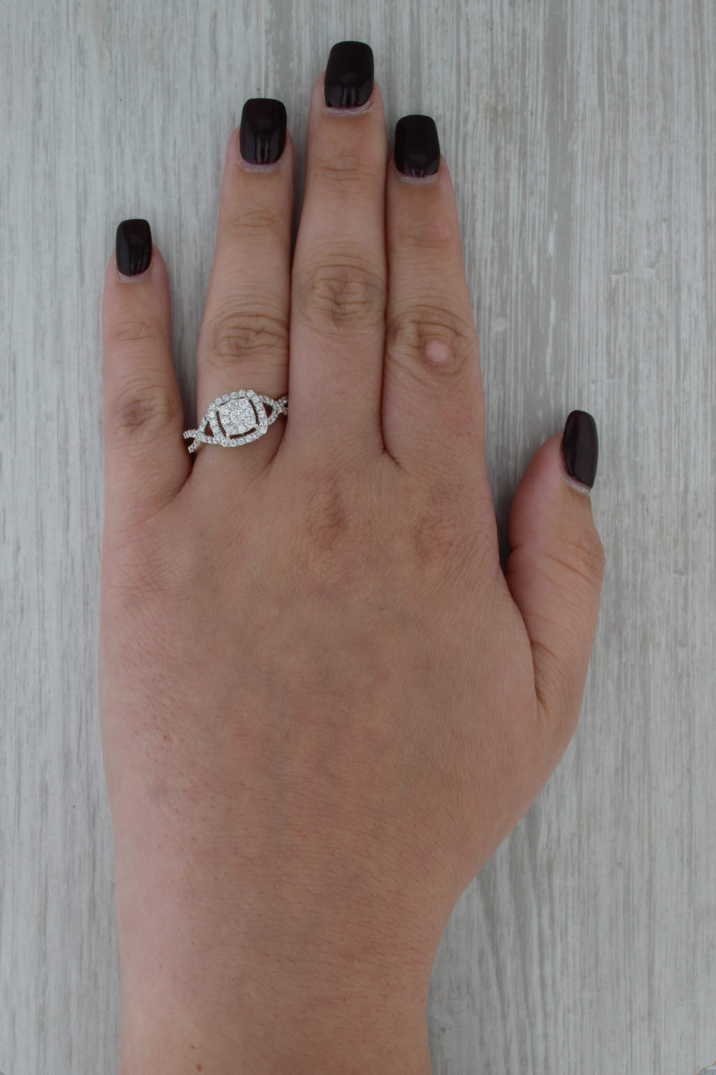 0.75ctw Diamond Halo Engagement Ring 14k Yellow Gold Size 9