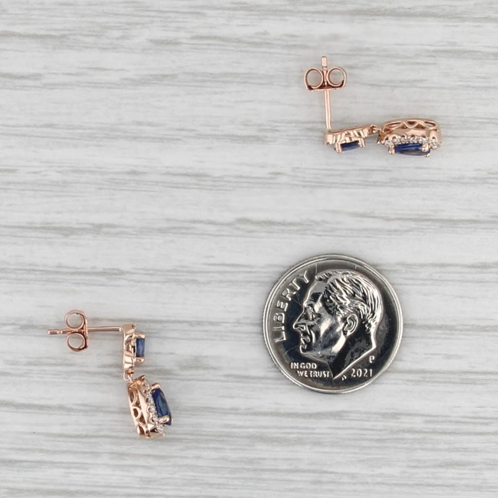 Le Vian Blue Sapphire Diamond Halo Teardrop Earrings 14k Rose Gold