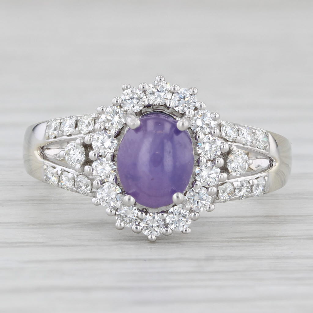 Light Gray New 2.48ctw Purple Star Sapphire Diamond Halo Ring 14k White Gold Size 8.5