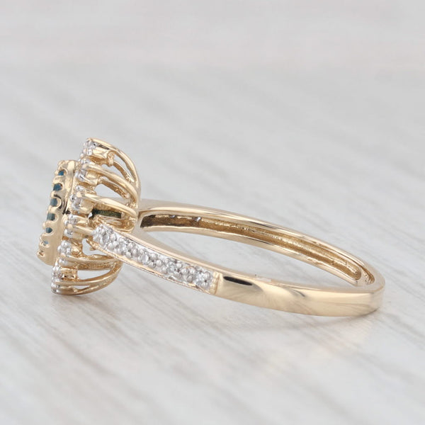 Marquise Blue Topaz Diamond Halo Ring 14k Yellow Gold Size 6.5 Engagement