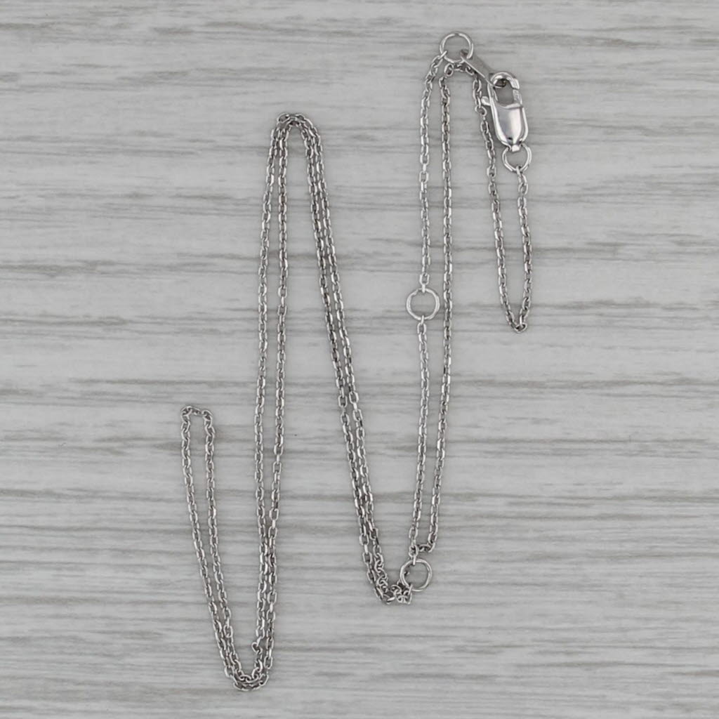 Cable Chain Necklace 14k White Gold 0.6mm 16-18.25"