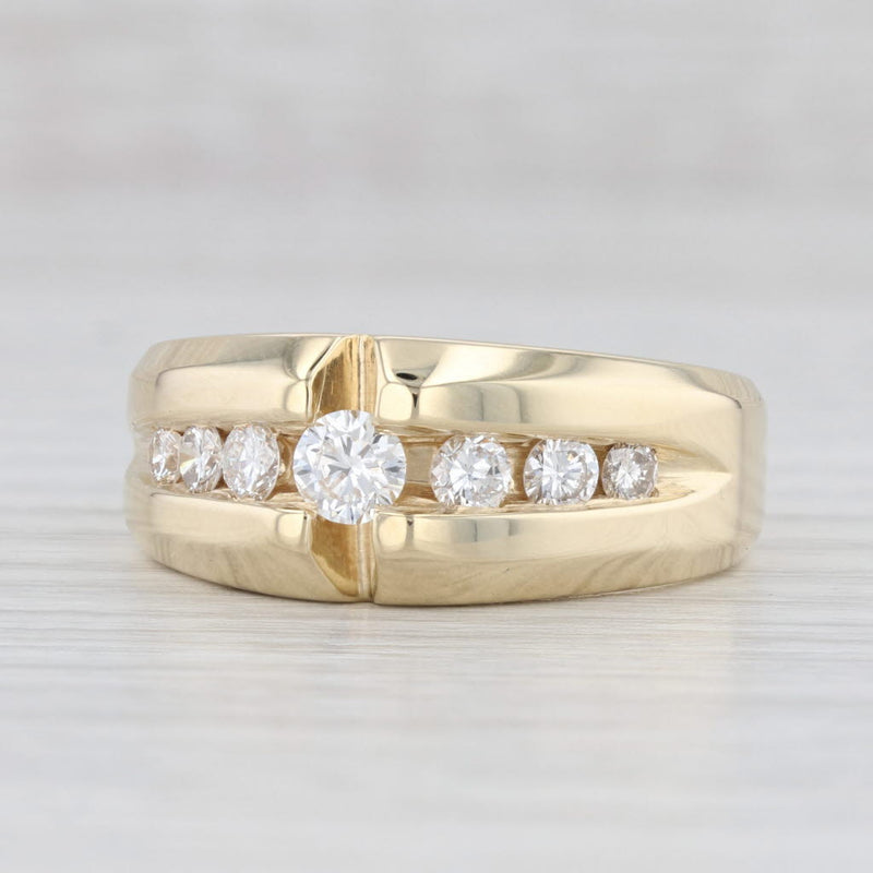 Light Gray 0.73ctw Round Diamond Men's Ring 14k Yellow Gold Size 10.5-10.75 Wedding Band