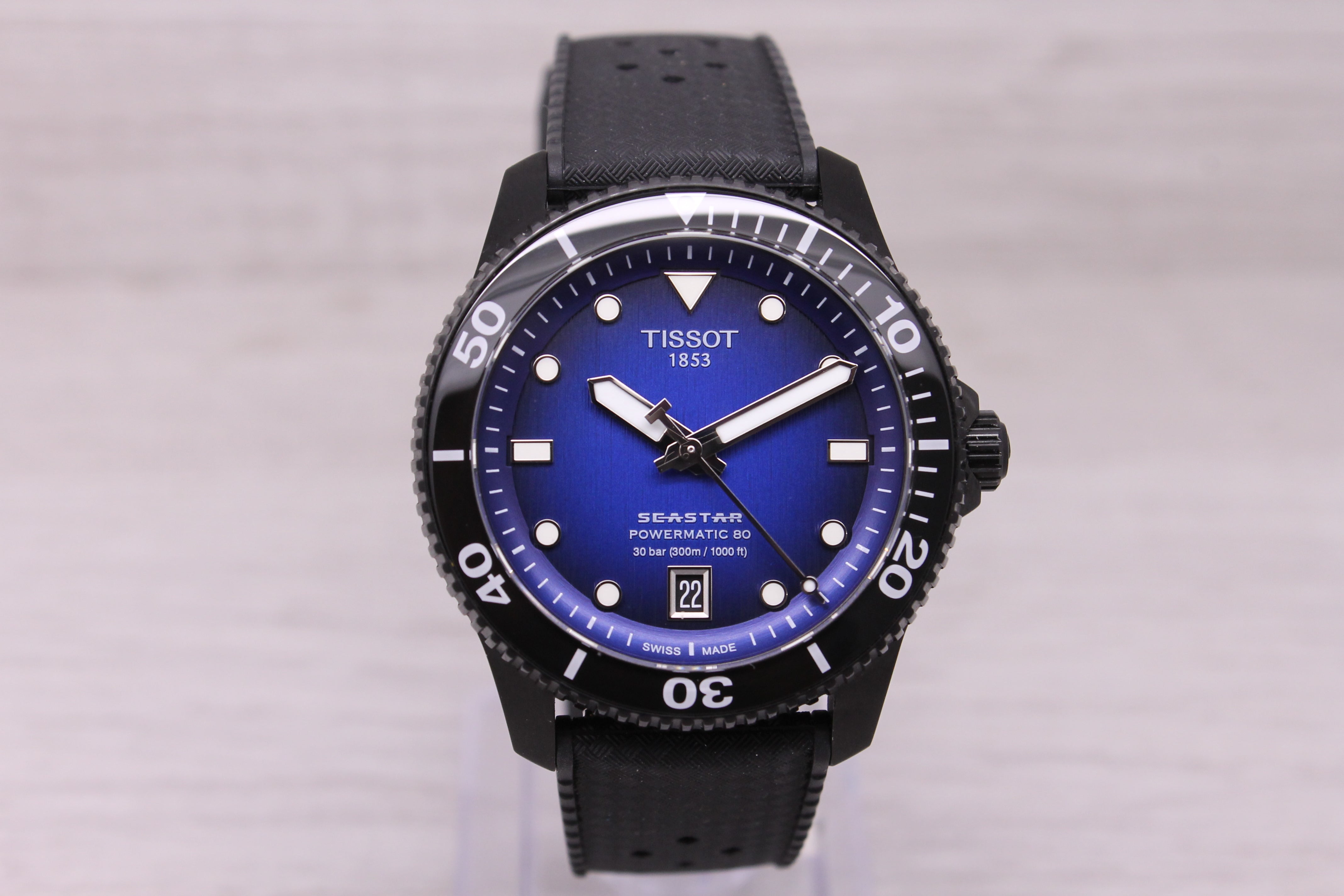 Thistle Tissot Seastar Powermatic 80 Mens Black PVD 40mm Automatic Divers Watch T120807A