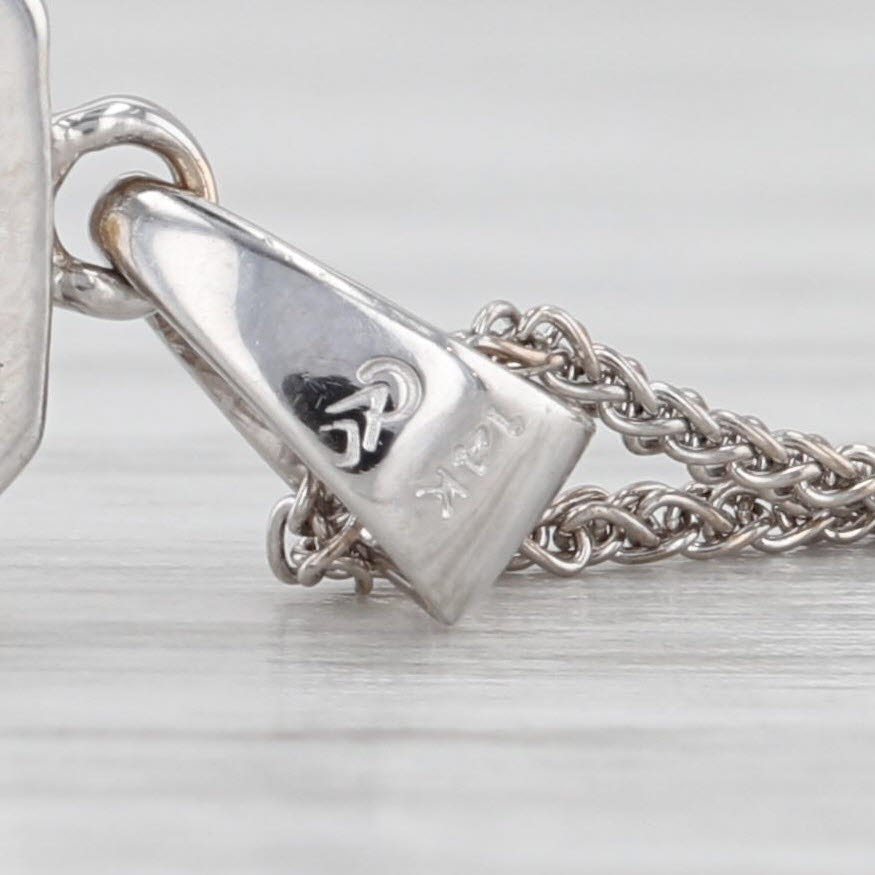 0.80ctw Diamond Halo Pendant Necklace 14k White Gold 18.25" Wheat Chain