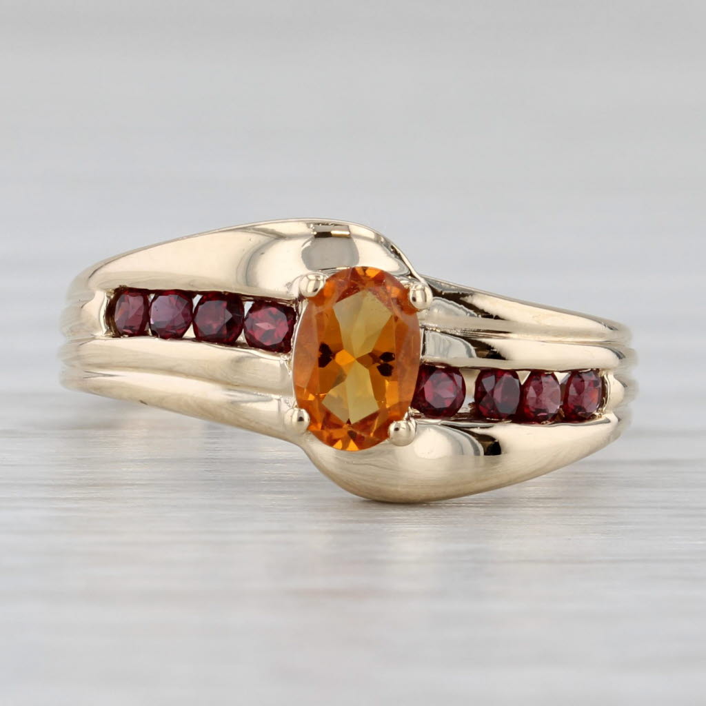 Light Gray 0.80ctw Citrine Garnet Ring 14k Yellow Gold Size 6.25