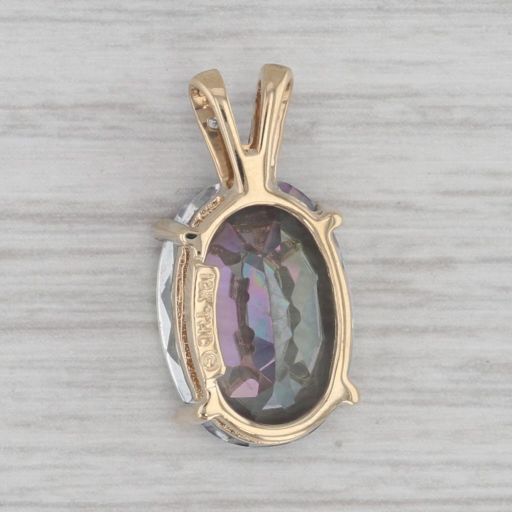 Gray 7.50ct Mystic Topaz Diamond Pendant 10k Yellow Gold