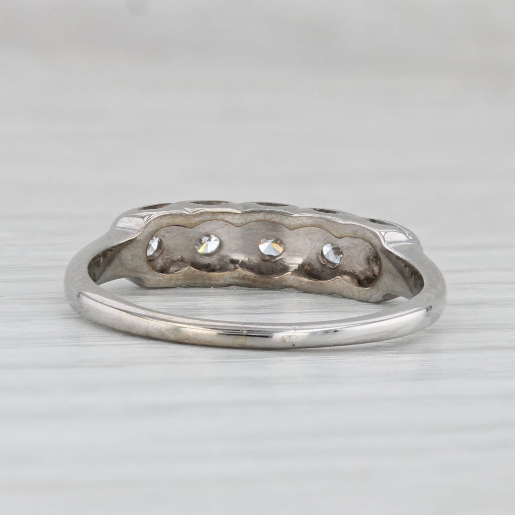 Light Gray 0.25ctw Diamond Wedding Band 14k White Gold Size 7 Stackable Anniversary Ring