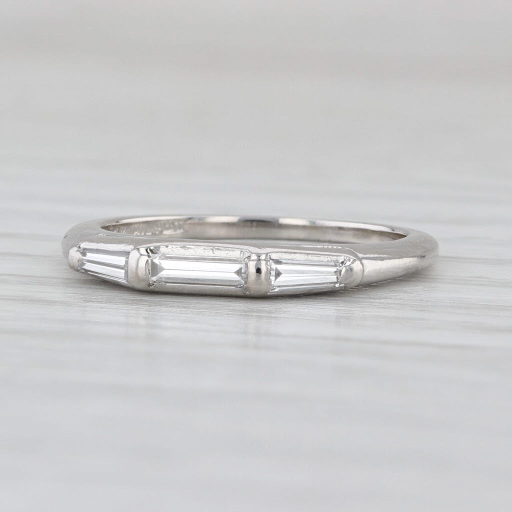 Vintage 0.30ctw Diamond Wedding Band Platinum Stackable Ring
