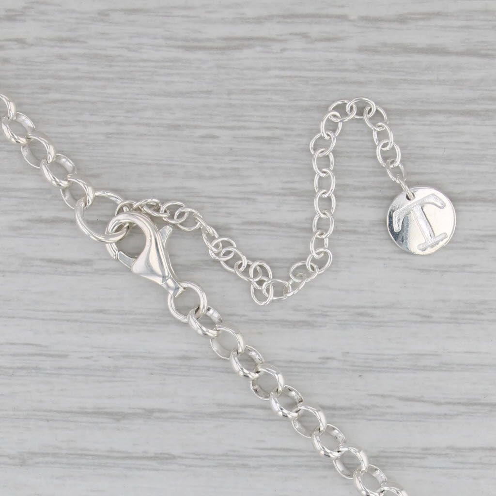 Sterling Silver Adjustable Cable Chain Statement Necklace 21" 13.8mm