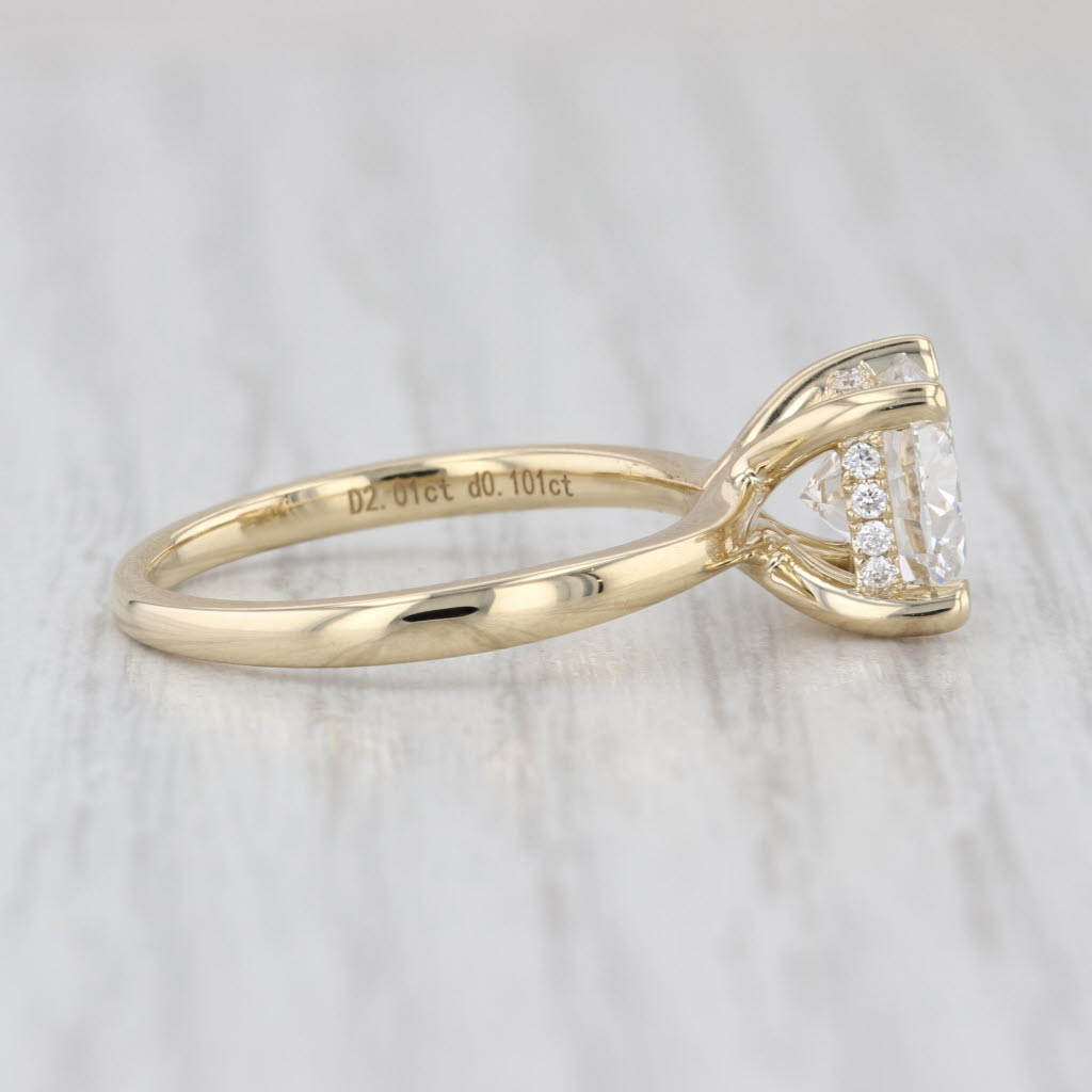 2.11ctw Lab Grown Round Diamond Halo Ring 14k Yellow Gold Size 6.5 IGI