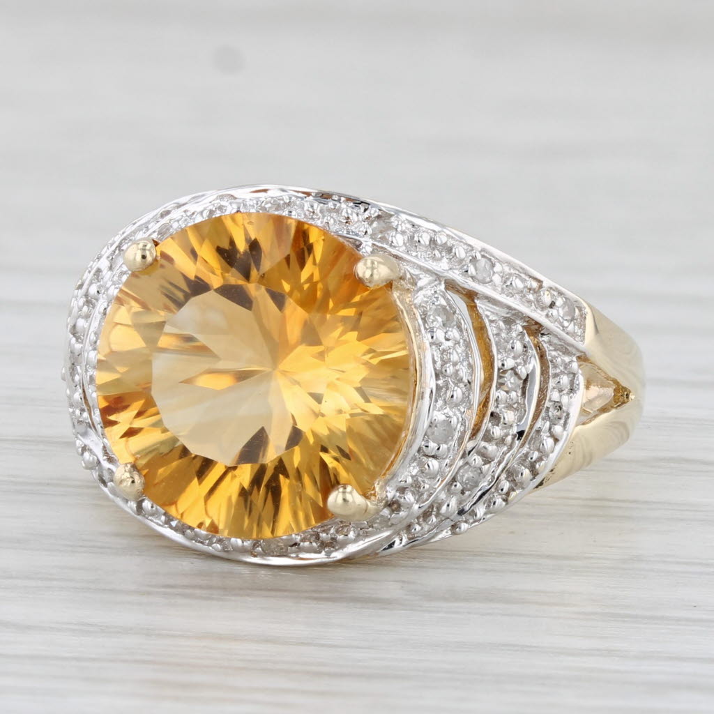 Light Gray 6.16ctw Orange Citrine Diamond Ring 10k Yellow Gold Size 7 Cocktail