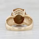 Light Gray Brown Cat's Eye Ring 14k Yellow Gold Oval Cabochon Solitaire Size 6