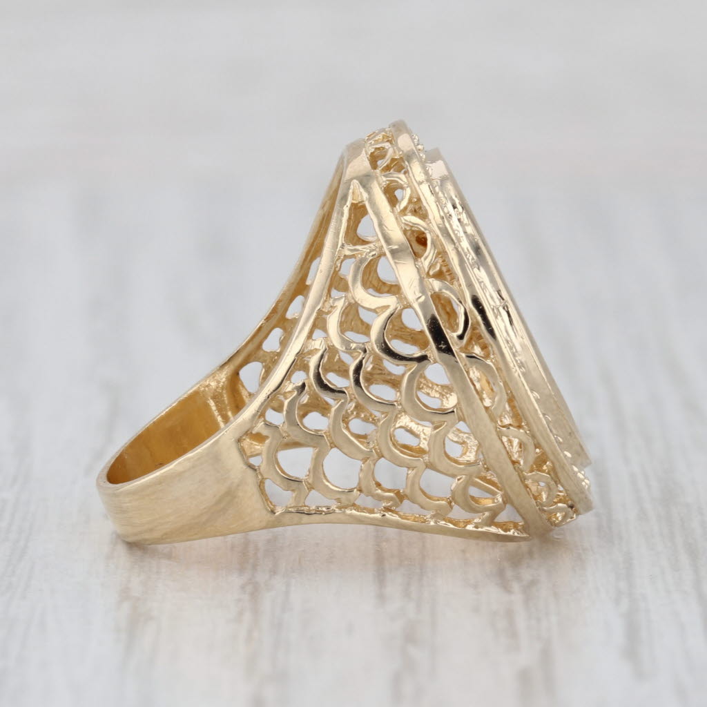 1986 American Gold Eagle Coin Ring 14k 22k Gold Diamonds 1/10oz $5 AGE