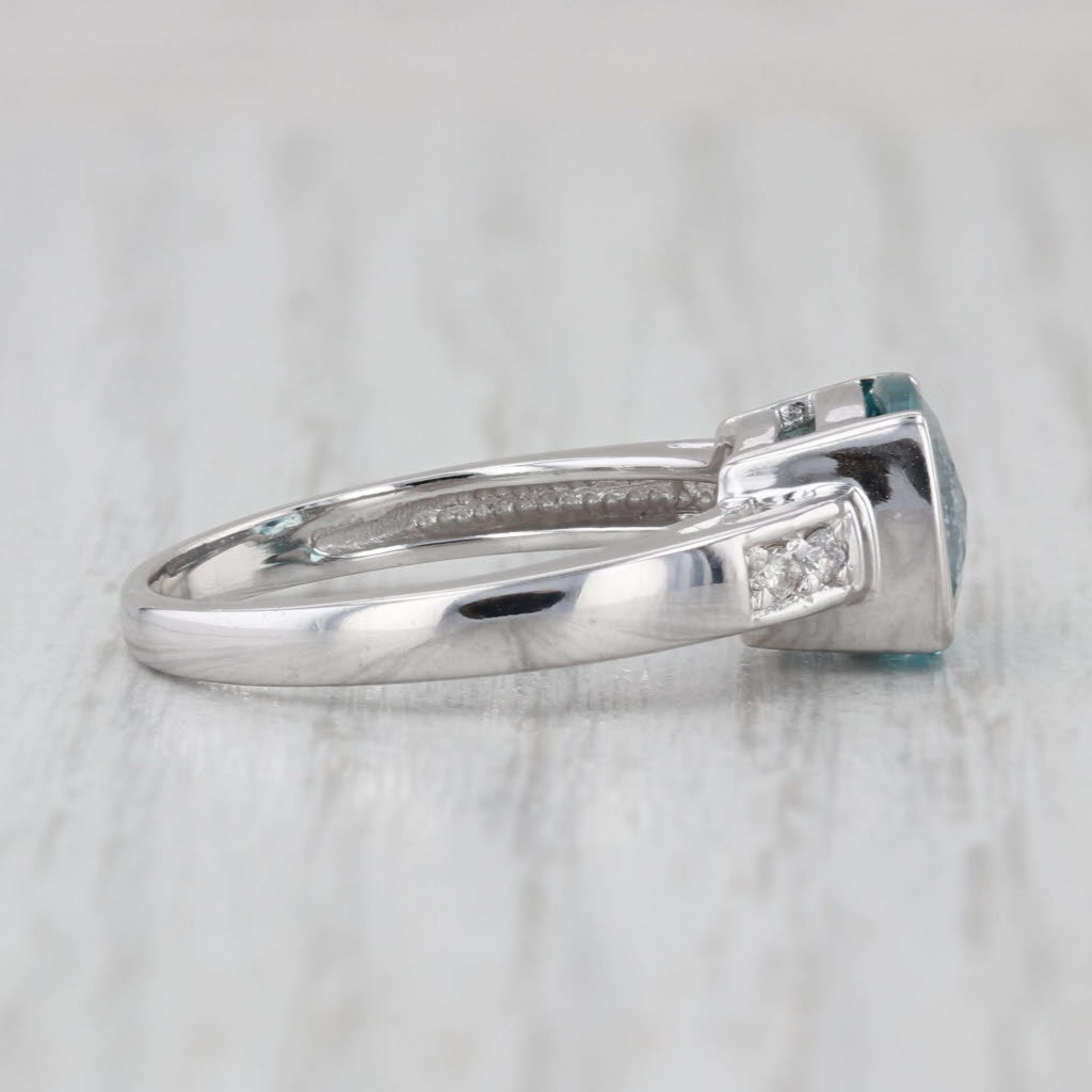 2.67ctw Mystic Teal Topaz Diamond Ring 10k White Gold Size 7