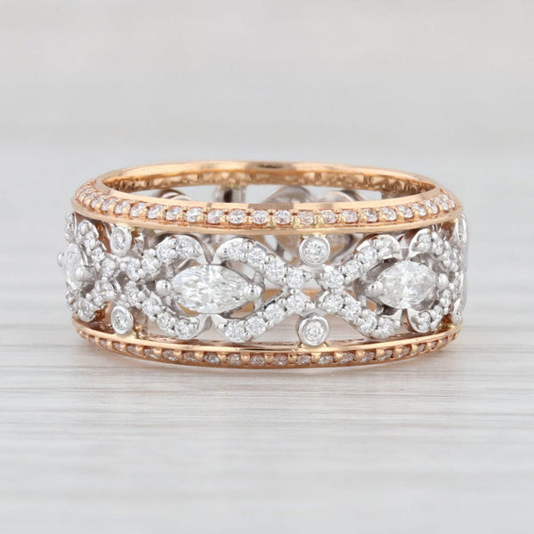 Light Gray New Ornate 1ctw Diamond Ring 18k White Rose Gold Size 6.25 Band Simon G