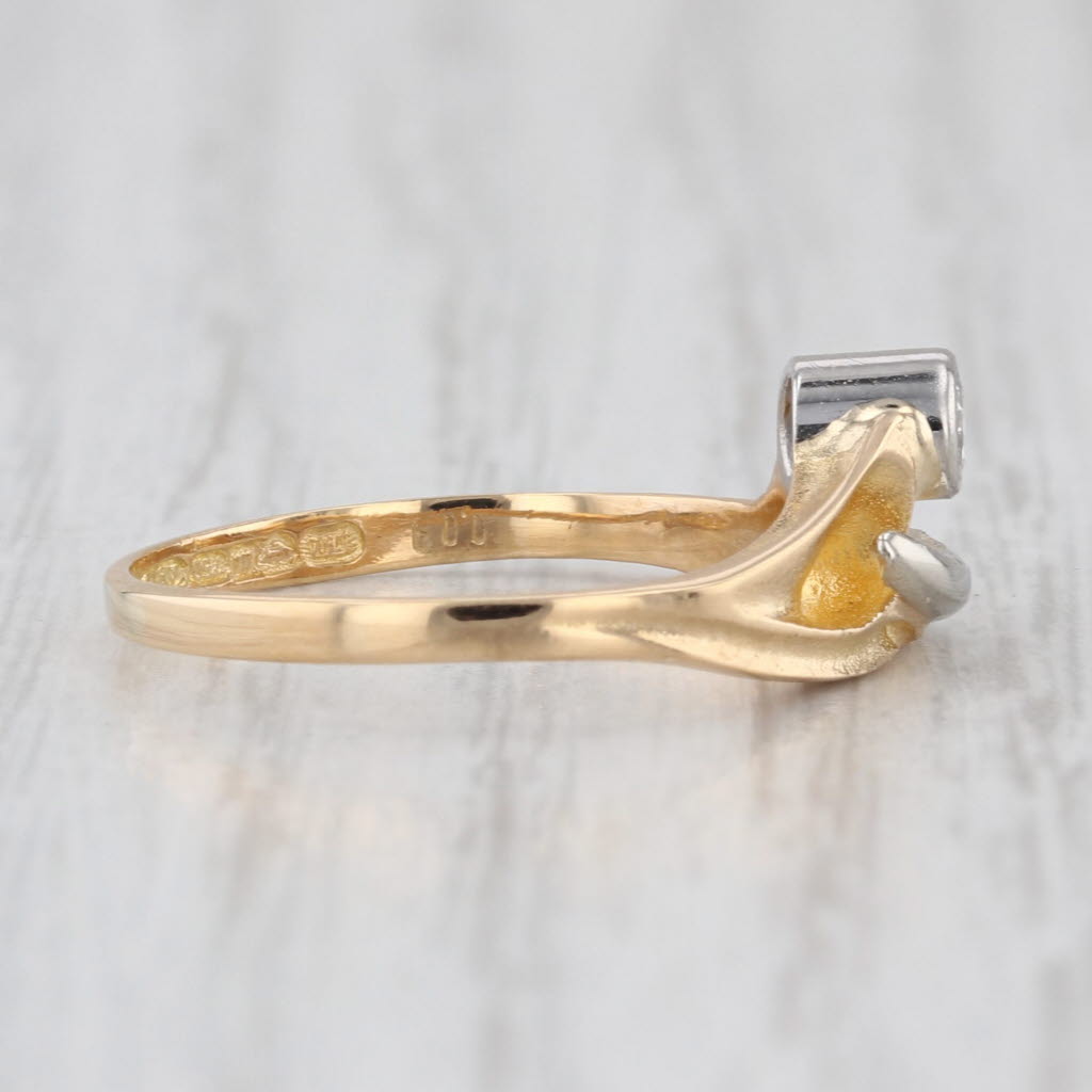 Lapponia 0.10ctw Diamond Solitaire 2-Toned Ring 18k Yellow White Gold Size 5