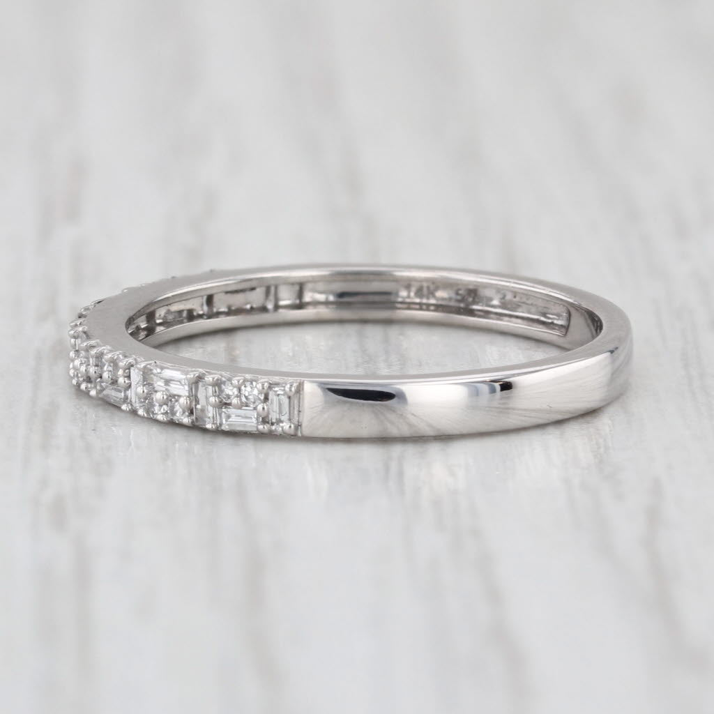 0.18ctw Diamond Wedding Band 14k White Gold Stackable Anniversary Ring Size 7.25