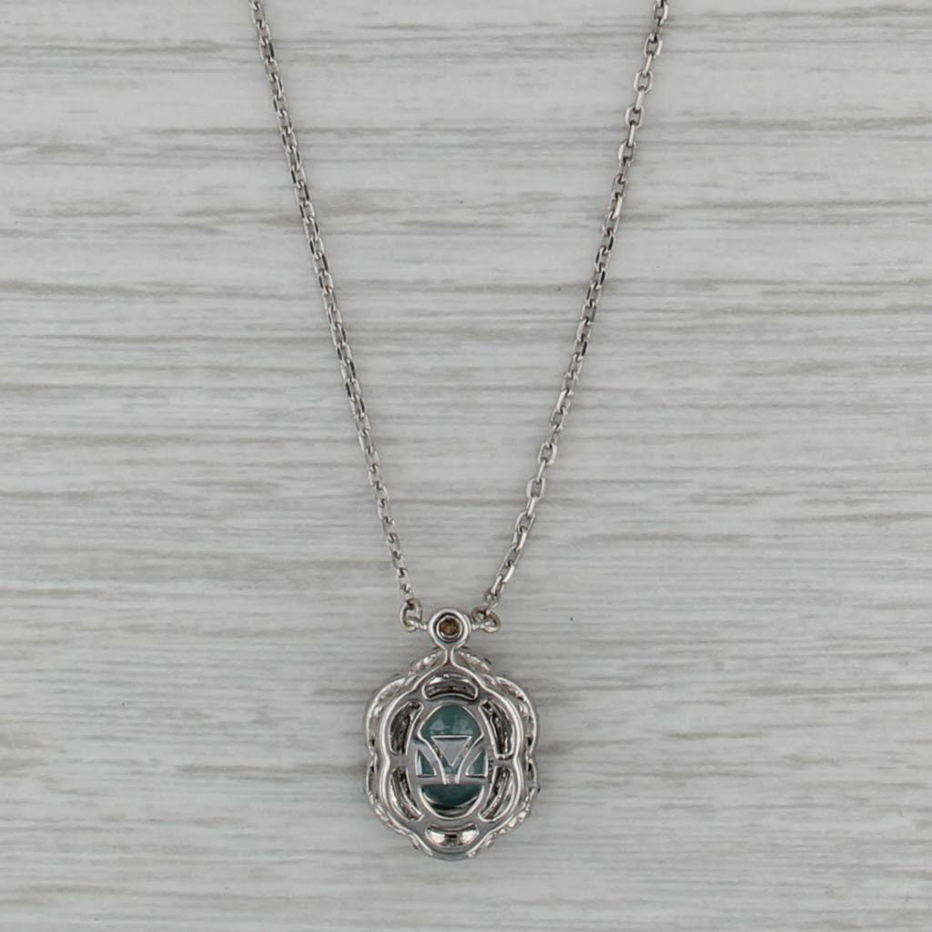 Le Vian 2.67ctw Blue Zircon Diamond Pendant Necklace 14k Gold 18" Cable Chain
